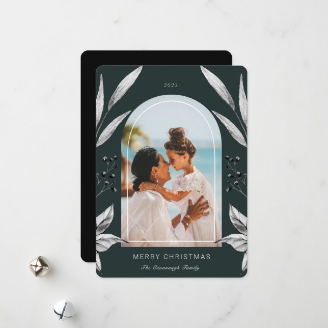 Tarjeta Festiva Marco de foto del arco de follaje festivo (Anverso/Reverso In Situ)