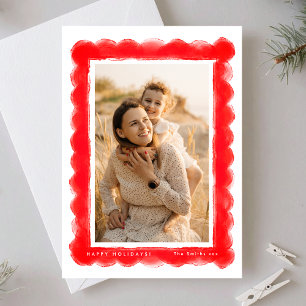 Tarjeta Festiva marco de foto navideño rojo moderno y audaz