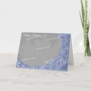 Tarjeta Festiva Marco de Foto Personalizado Simply Snowflake Art 2