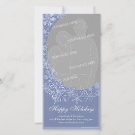 Tarjeta Festiva Marco de Foto Personalizado Simply Snowflake Art V