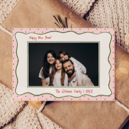 Tarjeta Festiva Marco de foto vintage rosa dibujado a mano Año Nue