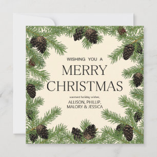 Tarjeta Festiva Marco de guirnalda de piña navideña