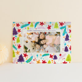 Tarjeta Festiva Marco de invierno alegre y colorido