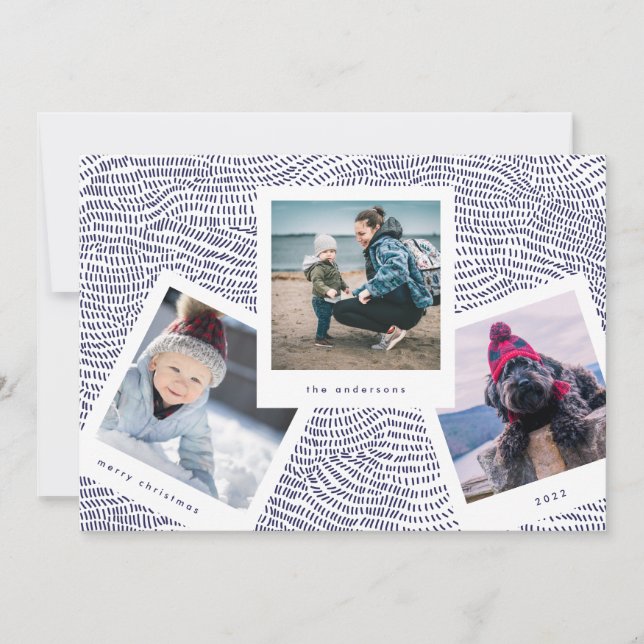 Tarjeta Festiva Marco de la cabina multifotográfica | Blue Merry C (Anverso)