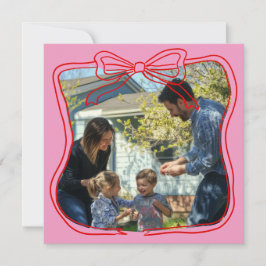 Tarjeta Festiva Marco de lazo garabato rojo Foto personalizada ros