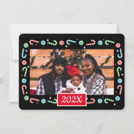 Tarjeta Festiva Marco de Navidades Candy Canes (añada tu propia fo