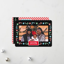 Tarjeta Festiva Marco de Navidades Candy Canes (añada tu propia fo