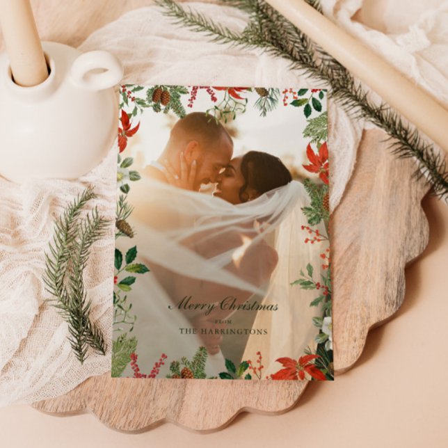 Tarjeta Festiva Marco de Vegetación Navideña Vintage (Subido por el creador)