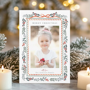 Tarjeta Festiva Marco de Winterberry Rojo Fotos navideñas