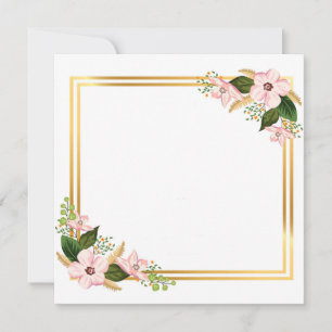 Tarjeta Festiva Marco dorado con flores en diagonales