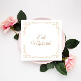 Tarjeta Festiva Marco Dorado Feliz Eid Mubarak Elegante Celebrar