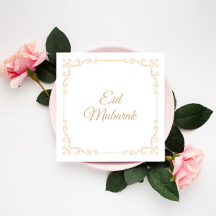 Tarjeta Festiva Marco Dorado Feliz Eid Mubarak Elegante Celebrar