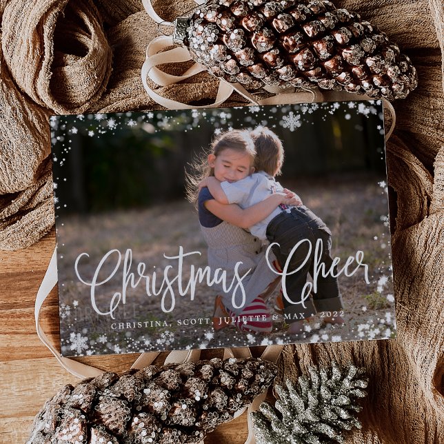 Tarjeta Festiva Marco escarpado | Navidades animan foto horizontal (Subido por el creador)