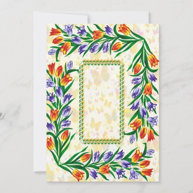 Tarjeta Festiva marco floral (Anverso)