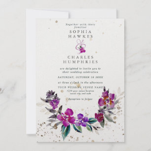 Tarjeta Festiva Marco floral brillante con detalles dorados