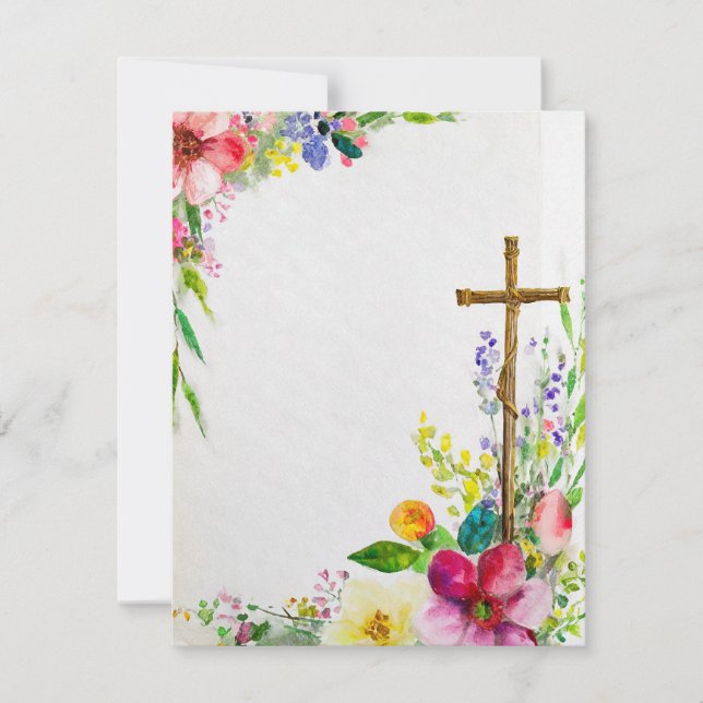 Tarjeta Festiva Marco floral de Pascua con fondo (Anverso)