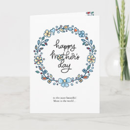 Tarjeta Festiva Marco floral lindo Feliz día de la madre saludo