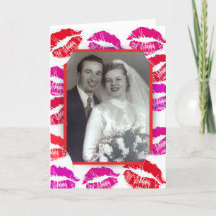 Tarjeta Festiva Marco fotográfico de besos de lápiz labial de San