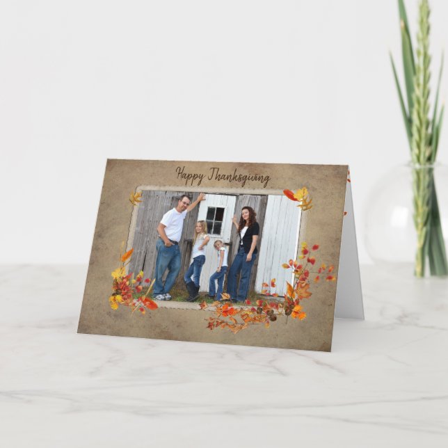 Tarjeta Festiva Marco fotográfico de la familia de Acción de Graci (Anverso)