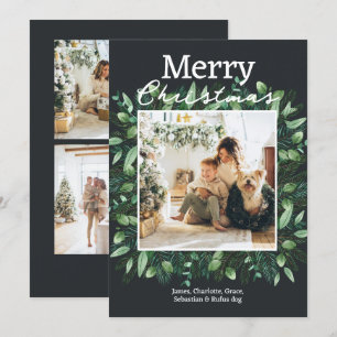 Tarjeta Festiva Marco fotográfico de la flotación de invierno verd