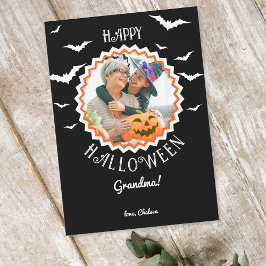 Tarjeta Festiva Marco fotográfico de murciélago Halloween negro