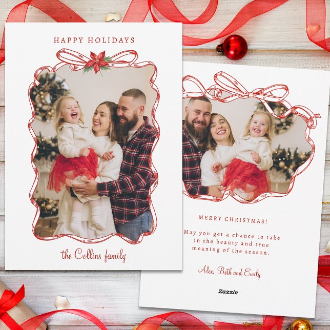 Tarjeta Festiva Marco fotográfico de Navidades rojos dibujados a m (Subido por el creador)