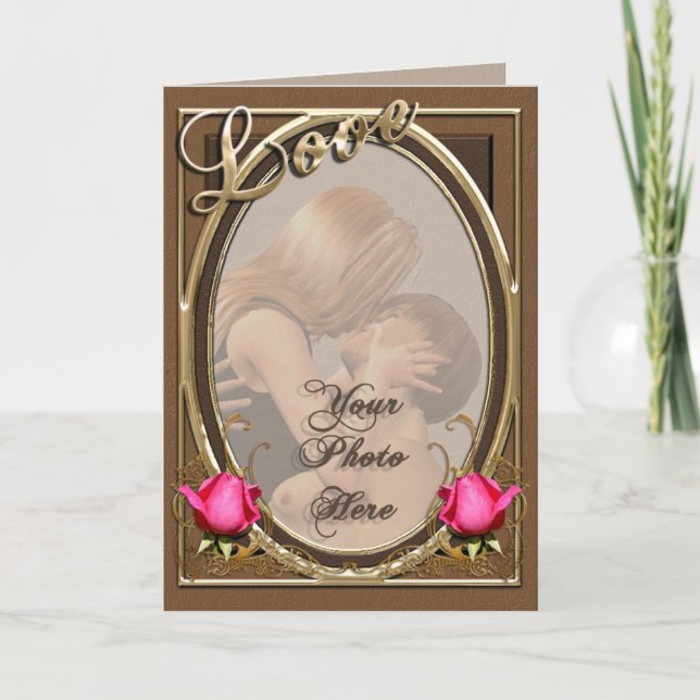Tarjeta Festiva Marco fotográfico de Rosa de cuero de amor victori (Anverso)