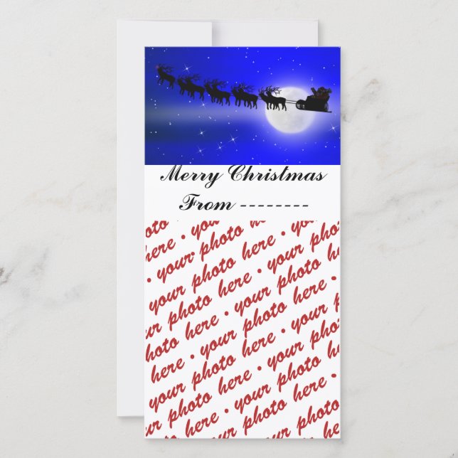 Tarjeta Festiva Marco fotográfico de Santa Claus Sleigh (Anverso)