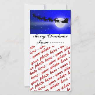 Tarjeta Festiva Marco fotográfico de Santa Claus Sleigh