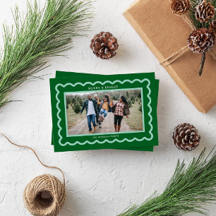 Tarjeta Festiva Marco fotográfico de vieira verde y mint simple