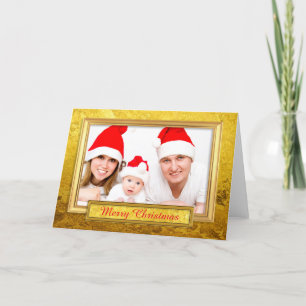 Tarjeta Festiva Marco fotográfico dorado IV + su foto y texto