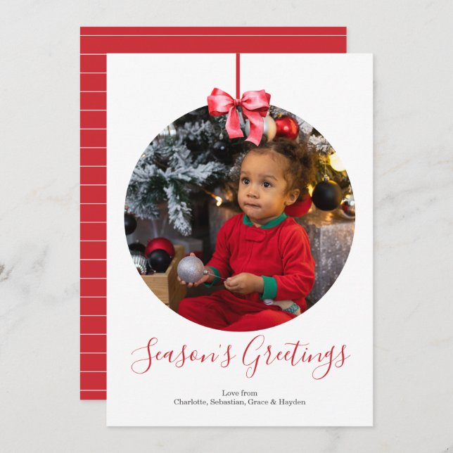 Tarjeta Festiva Marco fotográfico en baudible para Navidades perso (Anverso / Reverso)