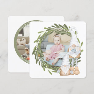 Tarjeta Festiva Marco fotográfico Gnome personalizado de los navid