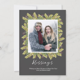 Tarjeta Festiva Marco para Navidades de bendiciones florales de Be