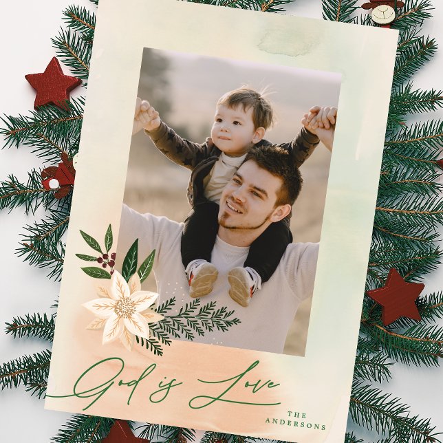 Tarjeta Festiva Marco religioso elegante Foto floral Dios es amor (Subido por el creador)