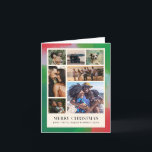 Tarjeta Festiva Marco verde y rojo pintado artísticamente y siete<br><div class="desc">No tienes que elegir solo una foto para esta tarjeta navideña artística y moderna. Un arreglo moderno de siete de tus mejores fotos familiares están enmarcadas dentro de un borde de un marco texturizado y pintado en tonos festivos de verde, rojo y azul pálido dentro de una cuadrícula de blanco...</div>