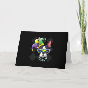 Tarjeta Festiva Mardi Gras Camiseta de perro gracioso amante de Bo