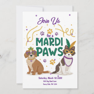 Tarjeta Festiva Mardi Paws Cute Mardi Gras Pups