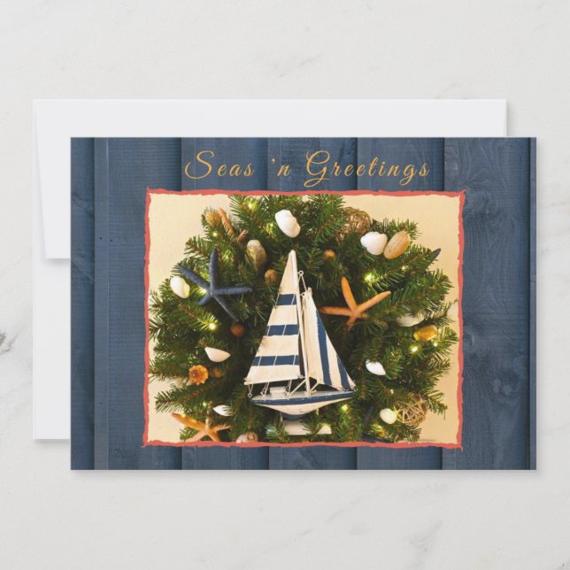 Tarjeta Festiva Mares costeros tropicales 'n saludan a Navidades (Anverso)