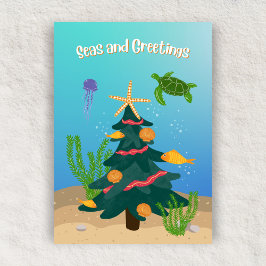 Tarjeta Festiva Mares divertidos y saludos Travesía de árboles nav