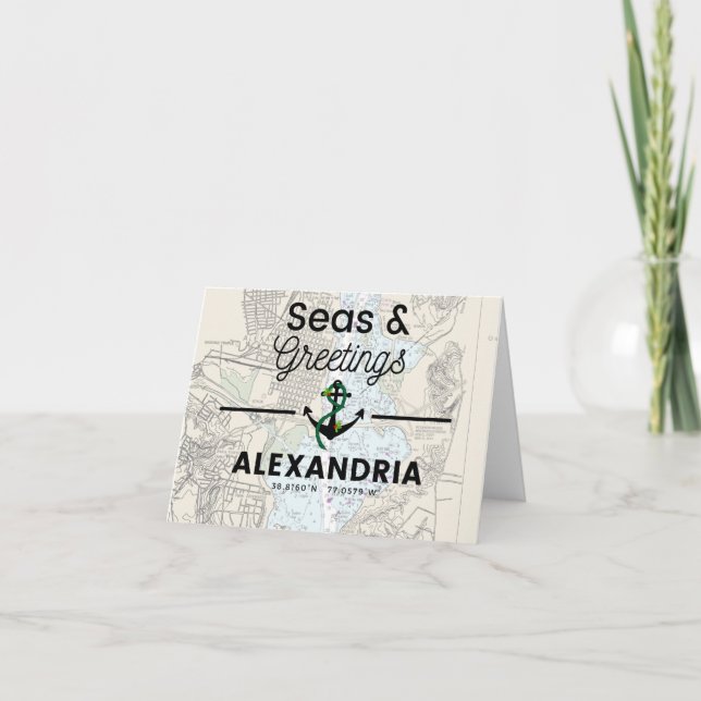 Tarjeta Festiva Mares y saludos Alejandría (Anverso)