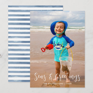 Tarjeta Festiva Mares y saludos costeros Llanto de fotos blancas