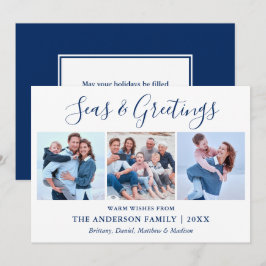 Tarjeta Festiva Mares y saludos de escritura de tinta caligráfica