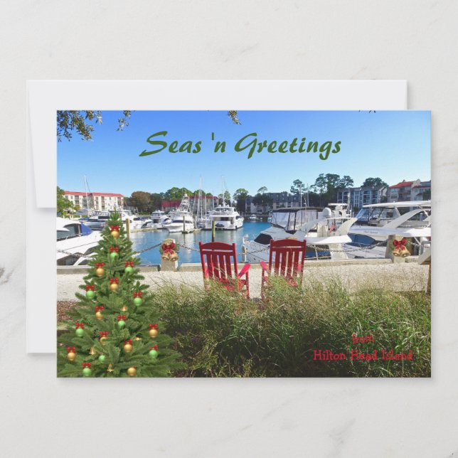 Tarjeta Festiva Mares y saludos de Hilton Head SC Harbour Town (Anverso)