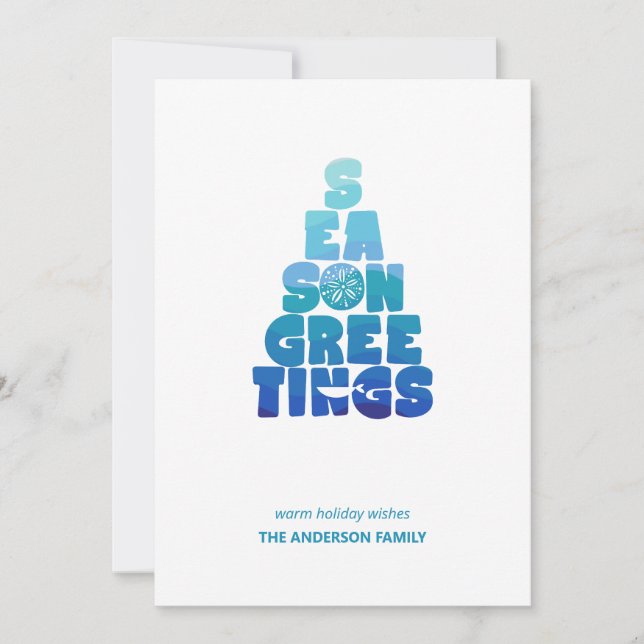 Tarjeta Festiva Mares Y Saludos De Playa (Anverso)