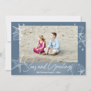 Tarjeta Festiva Mares y saludos Familia Photo Beach Starfish
