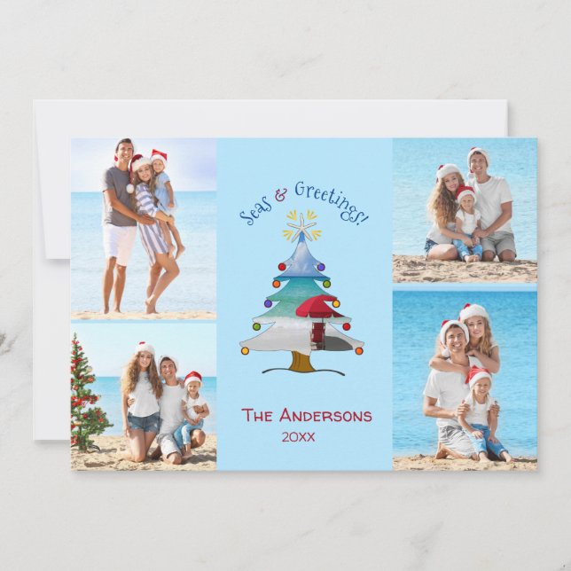 Tarjeta Festiva Mares y saludos Navidades de Photo Beach (Anverso)