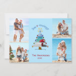 Tarjeta Festiva Mares y saludos Navidades de Photo Beach<br><div class="desc">Deséenles un saludo de Temporada esta temporada navideña con esta bonita tarjeta de Navidades de playa de collage con el saludo "Mares y saludos" en letra abovedada que presenta una playa de arena blanca, paraguas rojos de playa, y el paisaje marino dentro de un caprichoso árbol de Navidad con sus...</div>