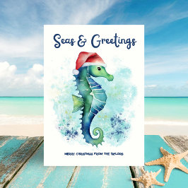 Tarjeta Festiva Mares y saludos Navidades náuticos