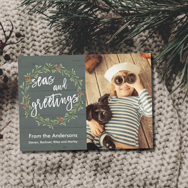 Tarjeta Festiva Mares y saludos Navidades náuticos (Available in both printed and instant download digital formats.)